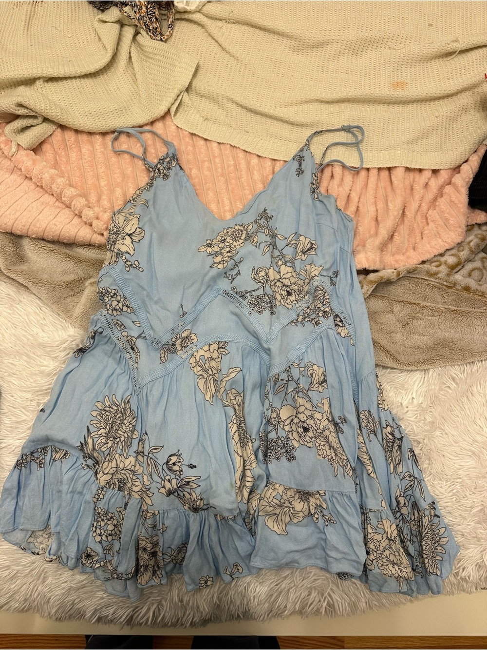 Skylar + Madison Light Blue Floral Spaghetti Strap Dress
